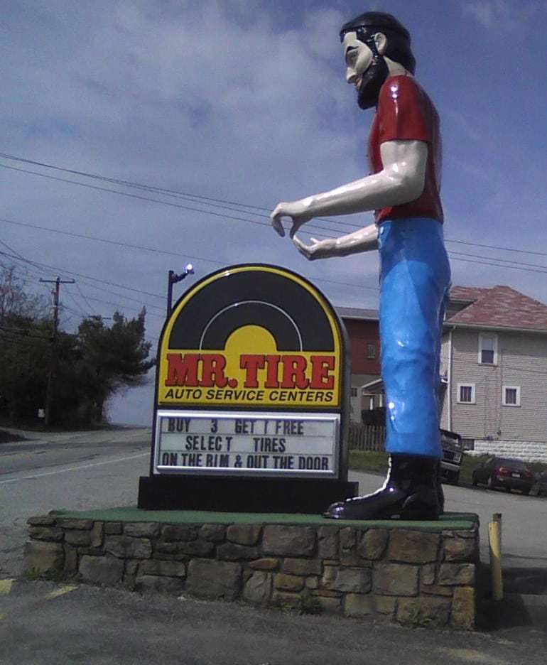 Muffler Man Tire Man Roadside Giant Uniontown PA