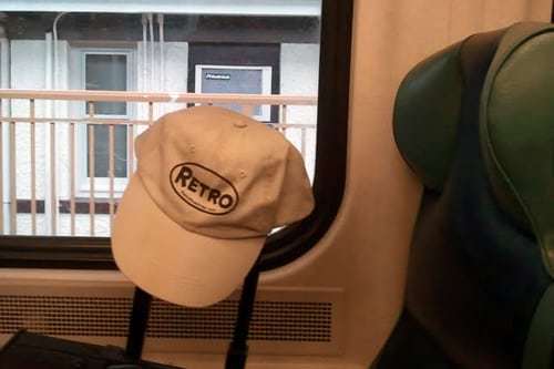 Retro Roadmap Hat on the Train to NYC