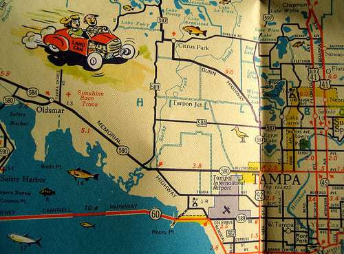 Retro Roadmap vintage USA Road Trip Map