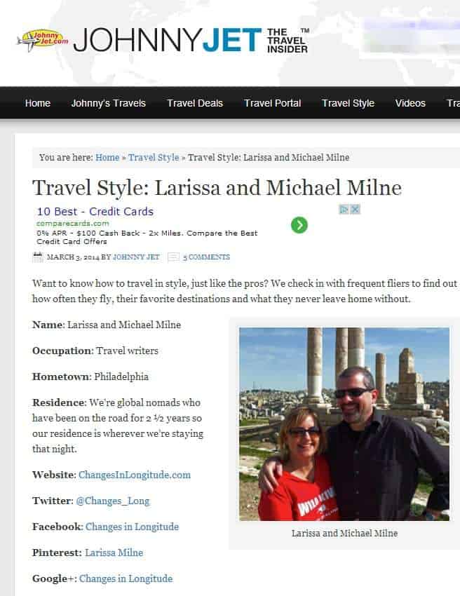 Travel Style Larissa and Michael Milne Johnny Jet Header