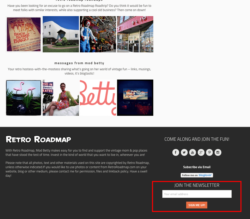 Retro Roadmap Mailing List Sign Up