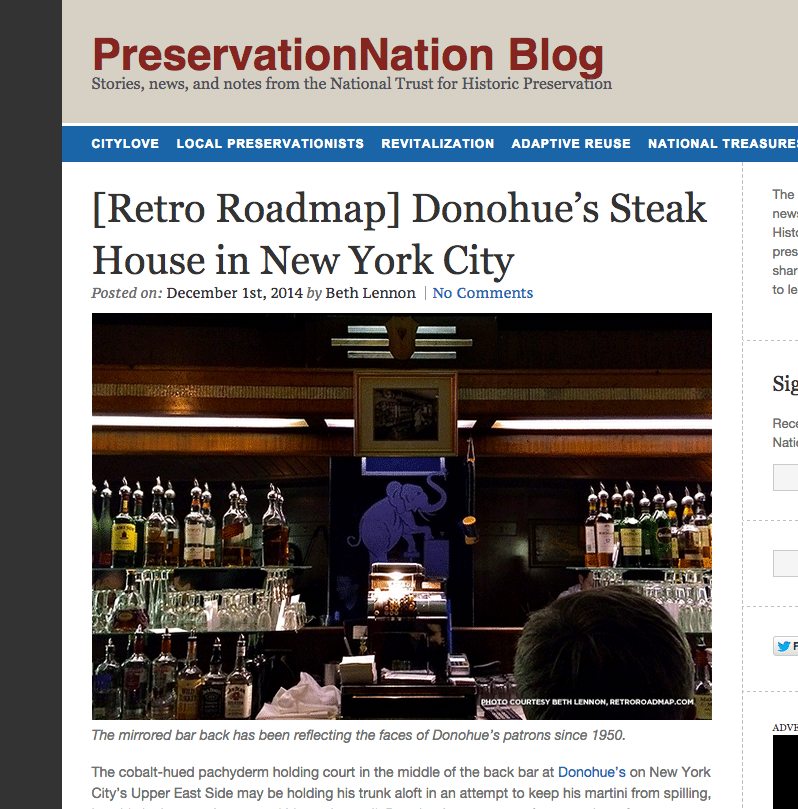 Retro Roadmap  Donohue’s Steak House in New York City   PreservationNation Blog