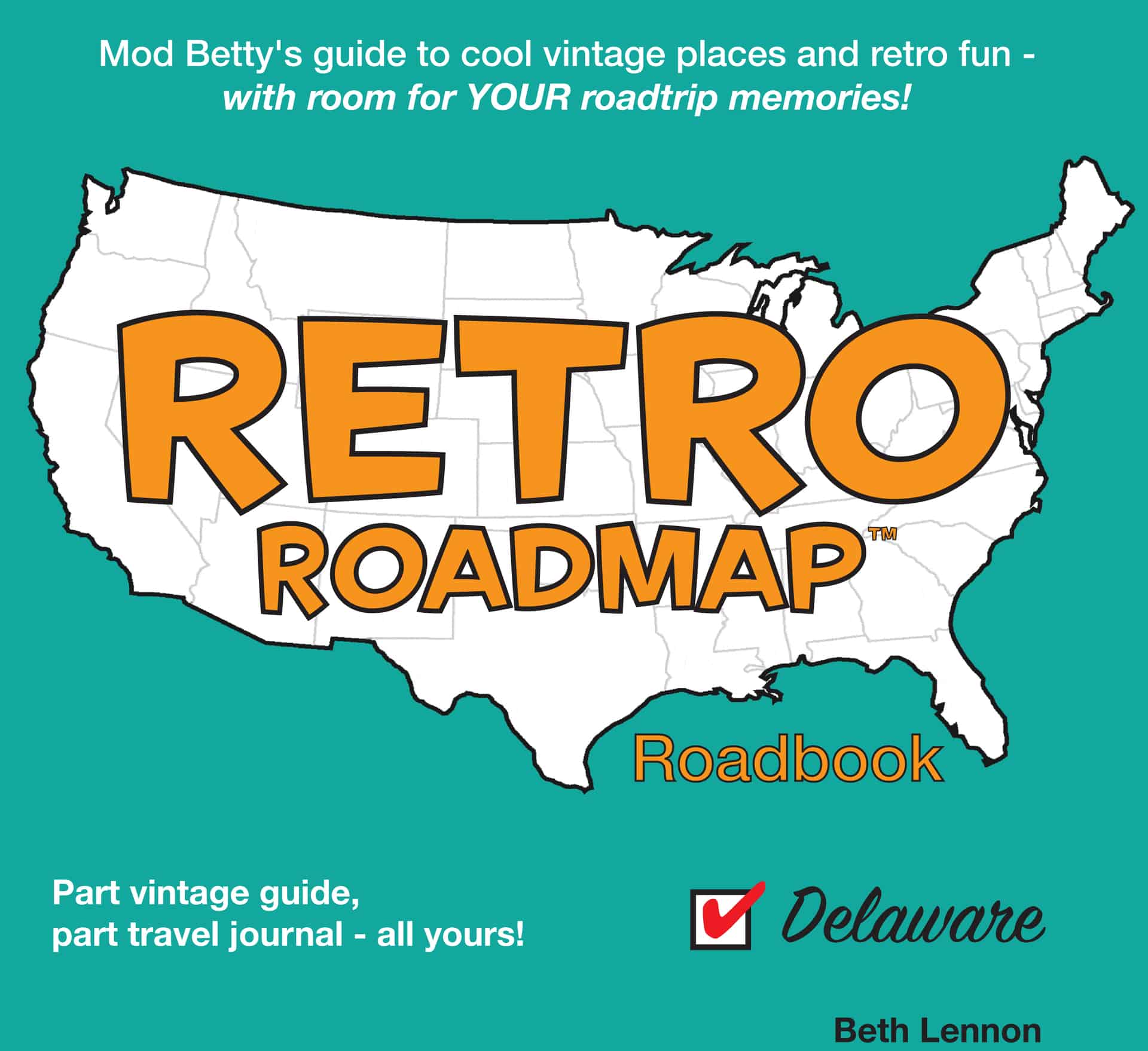 Retro Roadmap Roadbook Book Cover - Mod Betty - RetroRoadmap.com