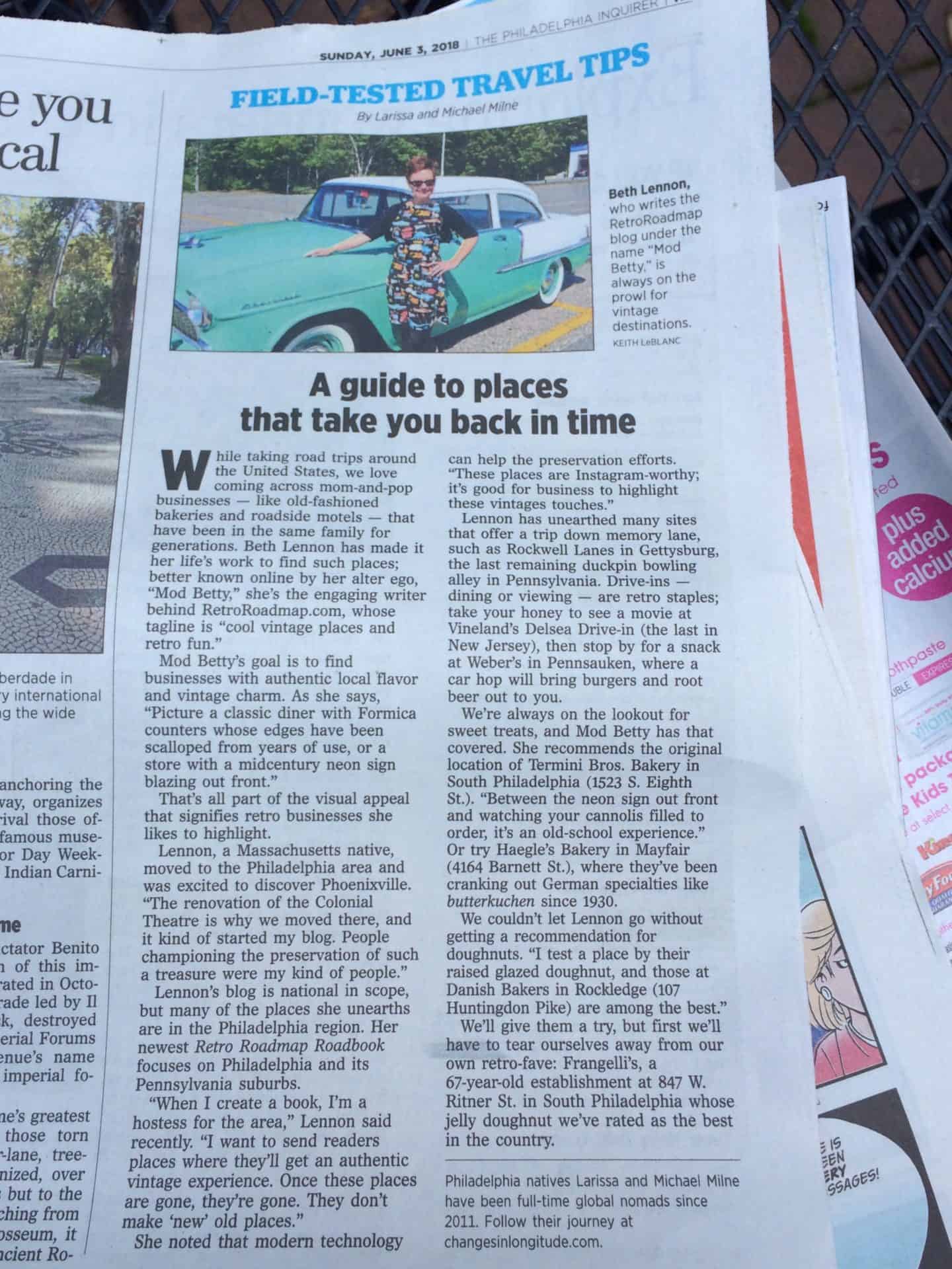 Philadelphia Inquirer Retro Roadmap June 2018 Mod Betty