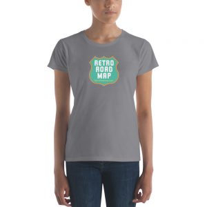 Retro Roadmap T-Shirt Tee Shirt Aqua Logo Ladies Storm Grey