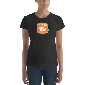 Retro Roadmap T-Shirt Tee Shirt Orange Logo Ladies Heather Grey